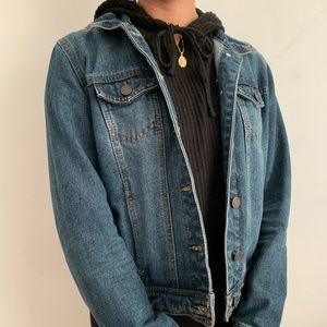 Black knit sweater with hoodie